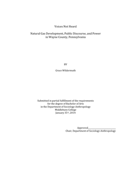 Voices Not Heard Natural Gas Development, Public Discourse, And