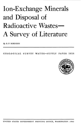 Ion-Exchange Minerals and Disposal of Radioactive Wastes a Survey of Literature