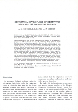 Structural Development of Migmatites Near Skåldö, Southwest Finland