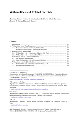 Withanolides and Related Steroids