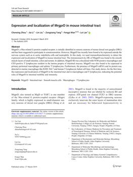 Expression and Localization of Mrgprd in Mouse Intestinal Tract