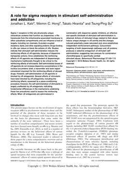 A Role for Sigma Receptors in Stimulant Self-Administration and Addiction Jonathan L