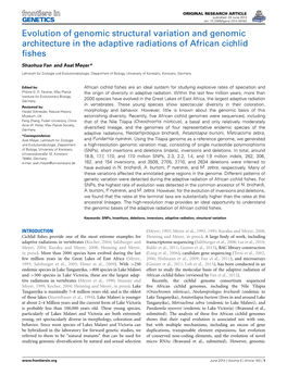 Evolution of Genomic Structural Variation and Genomic Architecture in the Adaptive Radiations of African Cichlid ﬁshes