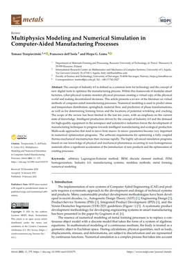 Multiphysics Modeling and Numerical Simulation in Computer-Aided Manufacturing Processes