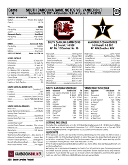 SOUTH CAROLINA GAME NOTES VS. VANDERBILT Game 4