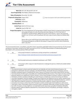 Tier I Site Assessment Form