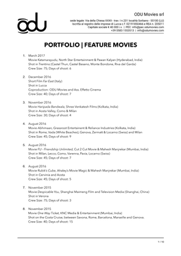 ODU MOVIES SRL PORTFOLIO.Pages