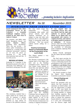 Newsletter No 58 November 2015