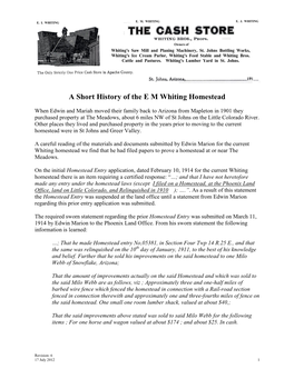 A Short History of the E M Whiting Homestead