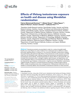 Effects of Lifelong Testosterone Exposure on Health and Disease