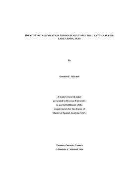 Identifying Salinization Through Multispectral Band Analysis: Lake Urmia, Iran