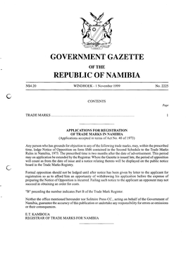 Government Gazette Republic of Namibia