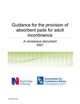 Guidance for the Provision of Absorbent Pads for Adult Incontinence