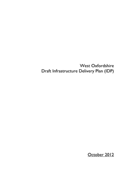 West Oxfordshire Draft Infrastructure Delivery Plan (IDP)