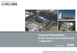 Investor Presentation for the January 2019 (23Rd) Period Appendix