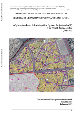 Afghanistan Land Administration System Project (ALASP)–The World Bank Assisted Environmental Management Framework – Final Report February 2019