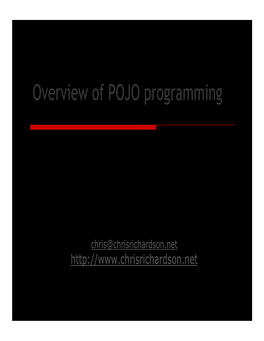 Overview of POJO Programming