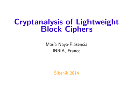 Cryptanalysis of Lightweight Block Ciphers