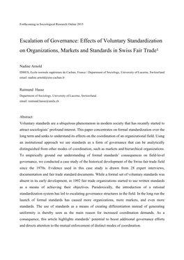 Escalation of Governance Arnoldhasse2015