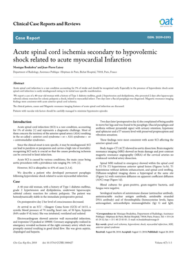 Acute Spinal Cord Ischemia Secondary to Hypovolemic Shock Related To