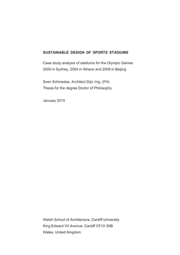 SUSTAINABLE DESIGN of SPORTS STADIUMS Case Study Analysis Of