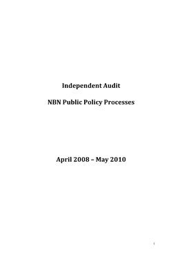 Independent Audit NBN Public Policy Processes April 2008 – May 2010