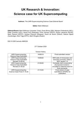 UK Research & Innovation: Science Case for UK Supercomputing