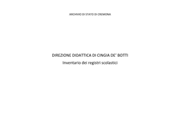 DIREZIONE DIDATTICA DI CINGIA DE' BOTTI Inventario Dei Registri