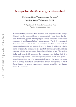 Is Negative Kinetic Energy Meta-Stable? Arxiv:2007.05541V2