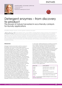 Detergent Enzymes – from Discovery to Product the Power of Nature Harvested in Eco-Friendly Catalysts for Laundry Applications