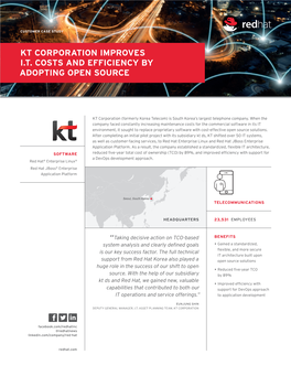 Kt Corporation Improves I.T. Costs and Efficiency by Adopting Open Source