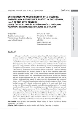 Environmental Micro-History of a Multiple Borderland: Podravina's Torčec in the Second Half of the 18Th Century