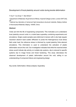 Development of Local Plasticity Around Voids During Tensile Deformation