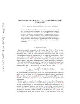 Arxiv:1908.00677V1 [Math.DG]