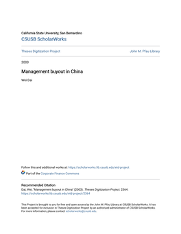 Management Buyout in China