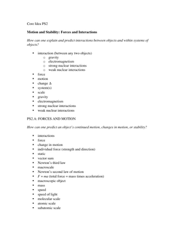 Core Idea PS2 Motion and Stability: Forces and Interactions How Can