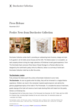 Festive News from Dorchester Collection