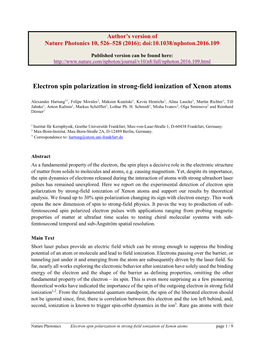 Electron Spin Polarization in Strong-Field Ionization of Xenon Atoms