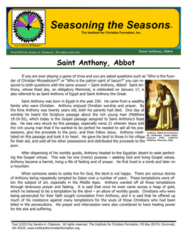 Saint Anthony, Abbot Saint Anthony, Abbot