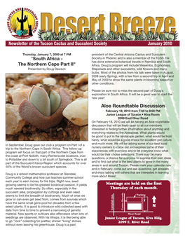 2010 Newsletter of the Tucson Cactus and Succulent Society January 2010