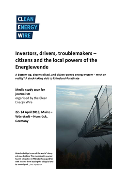 Investors, Drivers, Troublemakers – Citizens and the Local Powers of the Energiewende