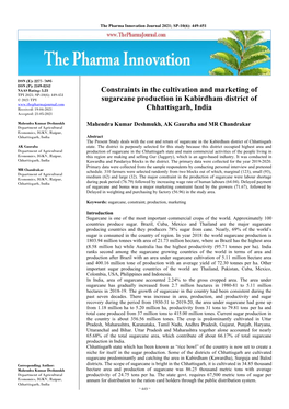 Constraints in the Cultivation and Marketing of Sugarcane Production