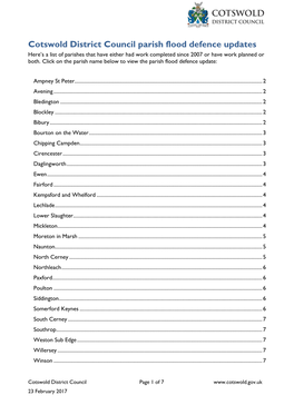 Parish Flood Defence Updates Feb 2017