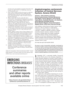 Angiostrongylus Cantonensis Infection of Central Nervous System, Guiana Shield