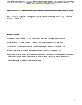 Light Microscopy Based Approach for Mapping Connectivity with Molecular Specificity