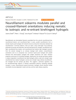 Neurofilament Sidearms Modulate Parallel and Crossed-Filament