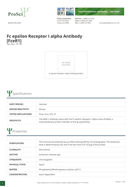 Fc Epsilon Receptor I Alpha Antibody [Fcer1] Cat