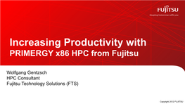 Increasing Productivity with PRIMERGY X86 HPC from Fujitsu