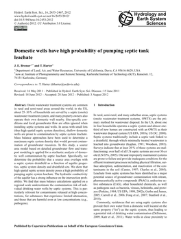 Domestic Wells Have High Probability of Pumping Septic Tank Leachate