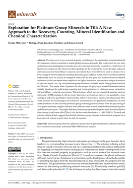 Exploration for Platinum-Group Minerals in Till: a New Approach to the Recovery, Counting, Mineral Identiﬁcation and Chemical Characterization